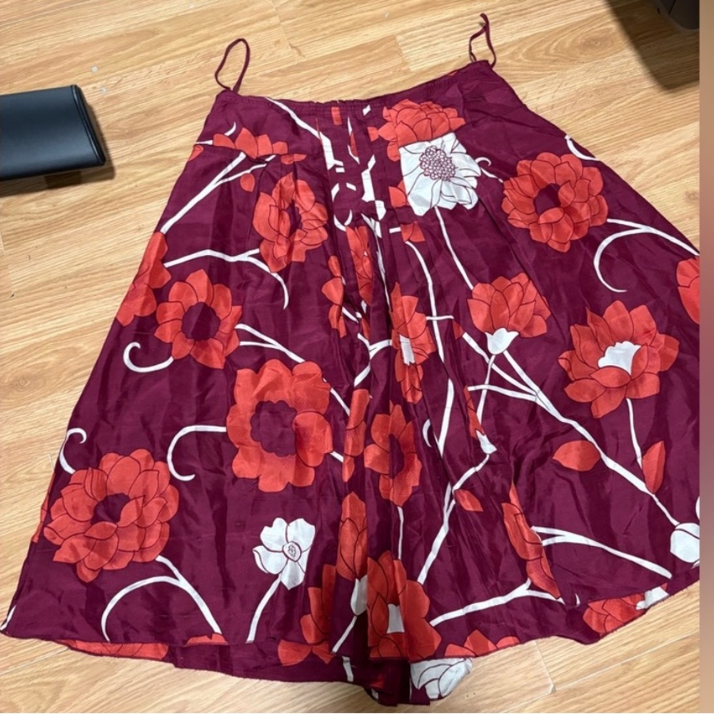 Jigsaw 100% Silk Floral Print Midi Skirt